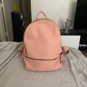 Blush pink faux leather book bag purse